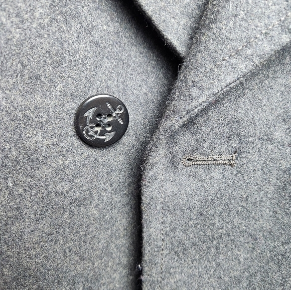 American Eagle Recycled Wool Blend Pea Coat Deadstock Grey Sz L NWT plaid lined - Picture 7 of 13